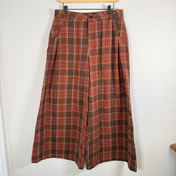 Cider Pleated Plaid Gingham Fall Super Wide Leg Dress Pants Trousers XL NWT - Picture 1 of 6